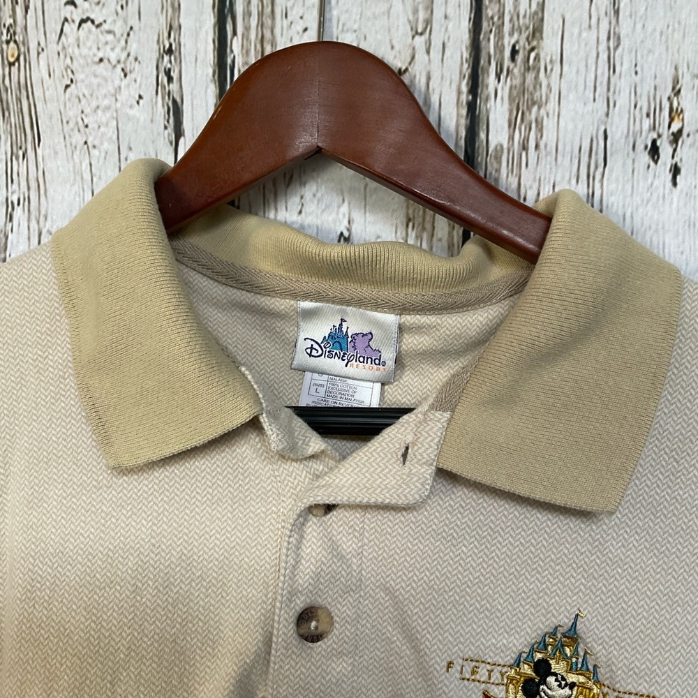 Vintage Disneyland Resort 50th Anniversary Polo Shirt Large 1955 PreLoved Beige - Picture 3 of 5